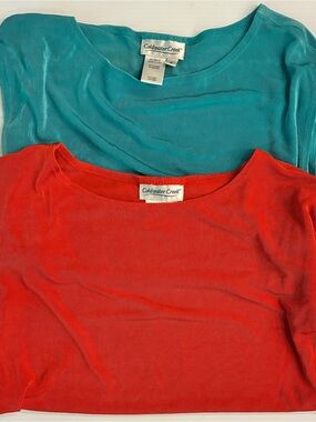 Bundle Coldwater Creek Women Small Sleeveless Tops - Teal and Coral